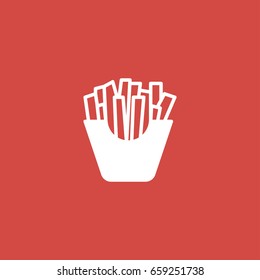 french fries icon. sign design. red background