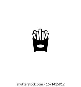 french fries icon. simple, flat, black.