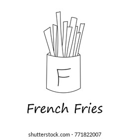 French fries icon in simple style. For print, logo, creative design. Vector illustration. Isolated on white