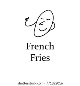 French fries icon in simple style. For print, logo, creative design. Vector illustration. Isolated on white