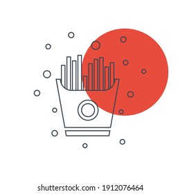 French fries Icon. stick chips, French fries in paper. Potato chips icon in vector illustration and flat design.