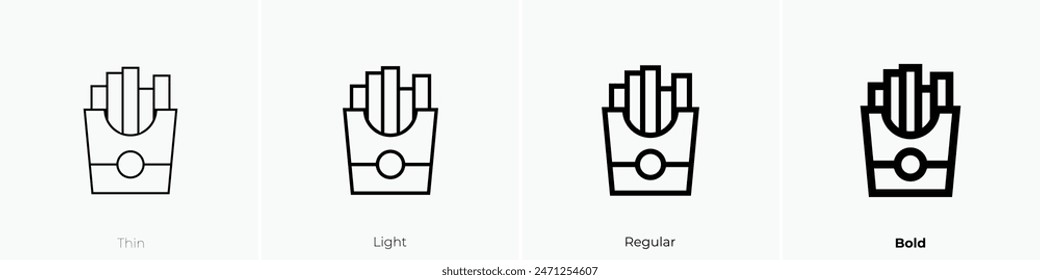 french fries icon. Thin, Light Regular And Bold style design isolated on white background