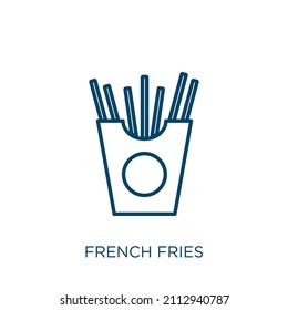 french fries icon. Thin linear french fries outline icon isolated on white background. Line vector french fries sign, symbol for web and mobile