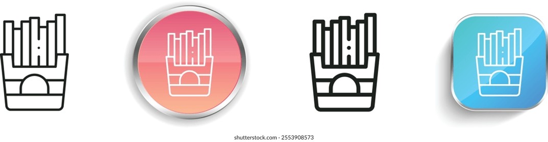 french fries icon. Thin Linear, Regular and Button Style Design Isolated On White Background