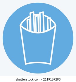 French Fries Icon in trendy blue eyes style isolated on soft blue background