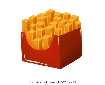 French fries icon vector cute
