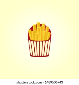 French Fries Icon Vector Design with Light Yellow Background