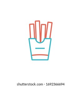 french fries icon vector illustration two color line style. line isolated illustration