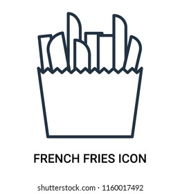French fries icon vector isolated on white background, French fries transparent sign , outline linear symbol or thin lined pictogram