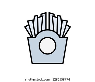 French fries icon vector linear fill style. French fries food icon
