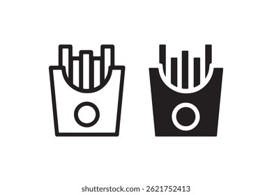 French fries icons in black and white Vector