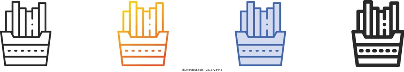 french fries icon.Thin Linear, Gradient, Blue Stroke and bold Style Design Isolated On White Background