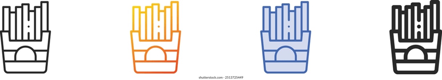 french fries icon.Thin Linear, Gradient, Blue Stroke and bold Style Design Isolated On White Background