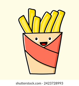 french fries illustration can be used as icon and clipart, colored icons on beige background