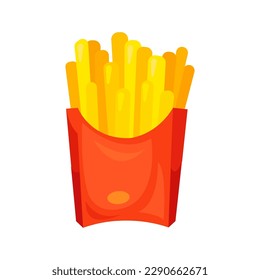 French fries illustration in color cartoon style. Editable vector graphic design.