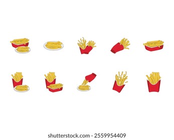 French Fries Illustration Element Set