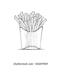 French fries illustration of the hand, Food on the move