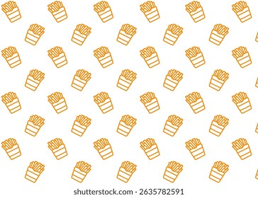 A French fries illustration pattern with gold line art, food packaging, menu illustration hand drawn print ads, food business, restaurant