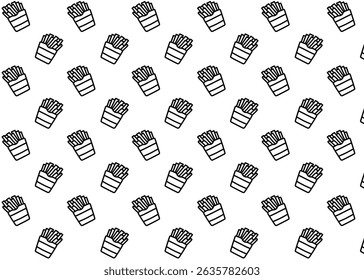A French fries illustration pattern with white background, food packaging, menu illustration hand drawn print ads, food business, restaurant
