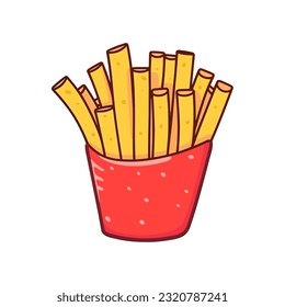 French fries illustration vector cartoon flat style isolated on white sticker for food menu etc