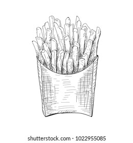 French fries illustration, vector drawing hand drawn