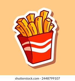 Ilustración de papas fritas, Vector. Pegatina de patata frita