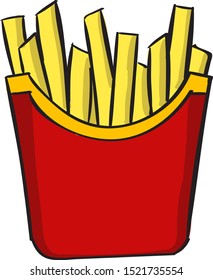 Papas fritas, ilustración, vector sobre fondo blanco.
