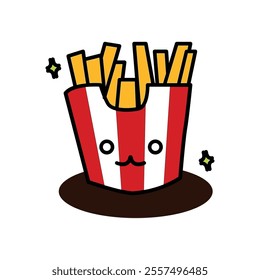 French fries image with smiling face. suitable for logo icon illustration, image material, stickers and others