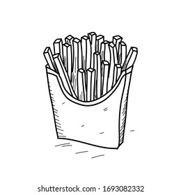French fries - Ink Vector Sketch Icon
