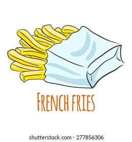 French fries. Isolated set