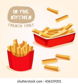French Fries Isolated Set : Vector Illustration