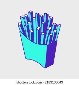 Ilustración de iconos vectoriales isométricos de patatas fritas