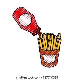 french fries with ketchup fast food tasty fresh