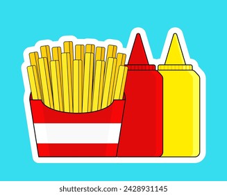 French fries and ketchup and mustard