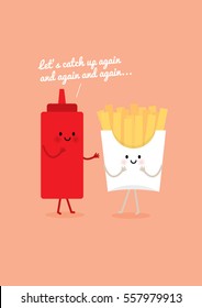 french fries and ketchup vector/illustration