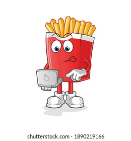 French fries with laptop mascot. cartoon vector