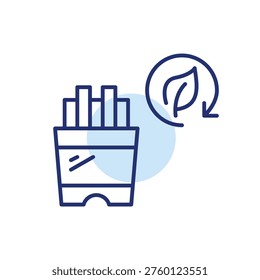 French fries, leaf and renew arrow. Sustainable food and delivery. Pixel perfect, editable stroke vector icon