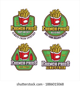 French Fries lebel vector design logo collection
