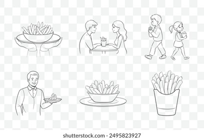 French Fries Line Art Vector Collection Perfect for Illustrations and Graphic Design Projects