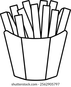 French Fries Line Art Vector Illustration