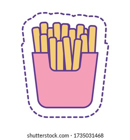 french fries line and fill style icon design, Cute patch expression emoticon and childhood theme Vector illustration