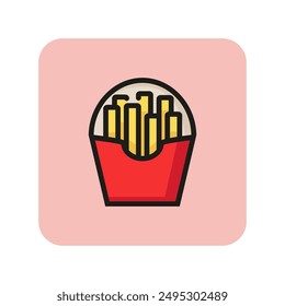 French fries line icon. Fast food, snack, refreshment. Takeaway food concept. Vector illustration can be used for topics like food, unhealthy eating, menu