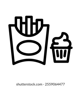 french fries line icon illustration vector graphic. Simple element illustration vector graphic, suitable for app, websites, and presentations isolated on white background