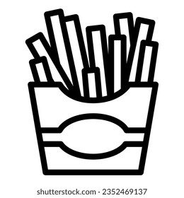 Französisch Pommes frites Linie Symbol, Junk Food Konzept, Kartoffeln Pommes frites in Papiertüten Schild auf weißem Hintergrund, Pommes Icon in Umriss Stil Mobile Konzept Web-Design. Vektorgrafiken.