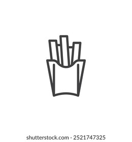 French Fries line icon. Linear style sign for mobile concept and web design. Pack of crispy fries outline vector icon. Side dish or snack symbol, logo illustration. Vector graphics