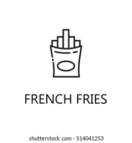 French fries line icon. Single high quality symbol of fast food for web design or mobile app. Thin line signs of Ffench fries for design logo, visit card, etc. Outline pictogram of french fries. 
