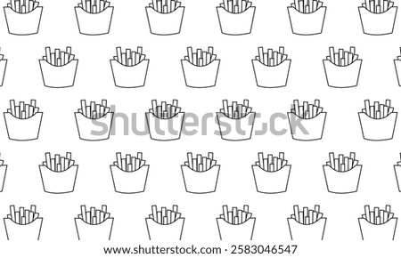 french fries line seamless pattern. seamless pattern French fries background. pattern french fries. Perfect for design menu cafe, bistro, restaurant, label and packaging.	
