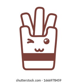 french fries , line style icon vector illustration design