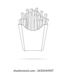 french fries line vector illustration
