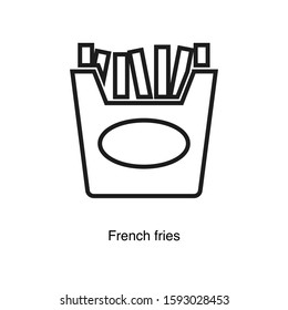 French fries linear icon vector on white background. Food black icon illustration